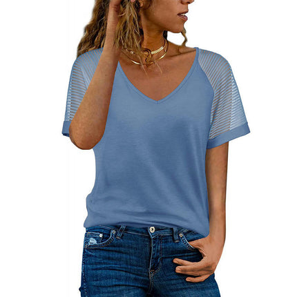 Women's Loose V-Neck T-Shirts Casual Short Sleeve Tops Tunic Blouses