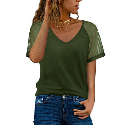 Women's Loose V-Neck T-Shirts Casual Short Sleeve Tops Tunic Blouses