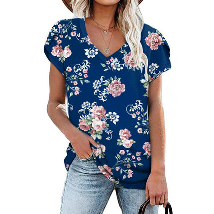 Short Sleeve Tops for Women V Neck T Shirts Loose Shirts Model A