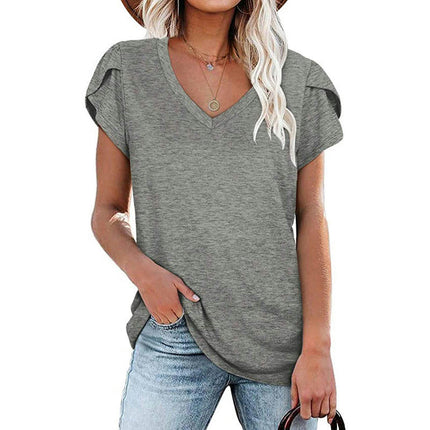 Short Sleeve Tops for Women V Neck T Shirts Loose Shirts Model A