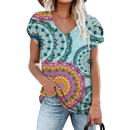 Short Sleeve Tops for Women V Neck T Shirts Loose Shirts Model A