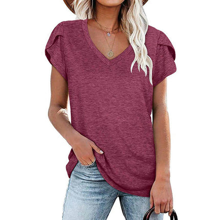 Short Sleeve Tops for Women V Neck T Shirts Loose Shirts Model A