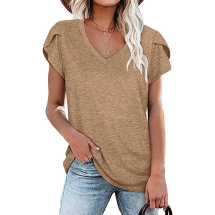 Short Sleeve Tops for Women V Neck T Shirts Loose Shirts Model A