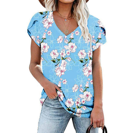 Short Sleeve Tops for Women V Neck T Shirts Loose Shirts Model A