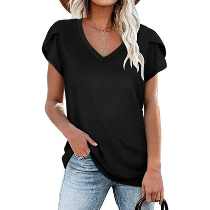 Short Sleeve Tops for Women V Neck T Shirts Loose Shirts Model A