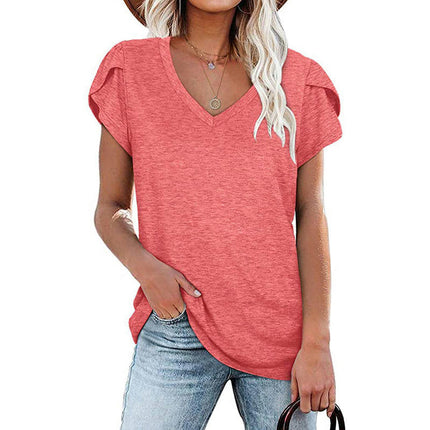 Short Sleeve Tops for Women V Neck T Shirts Loose Shirts Model A