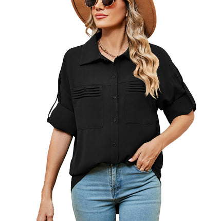 Women Button Down Shirts with Pockets Long Sleeve Blouses Casual Tops Shirts