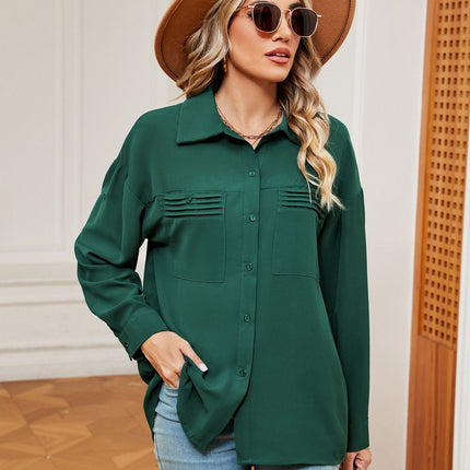 Women Button Down Shirts with Pockets Long Sleeve Blouses Casual Tops Shirts