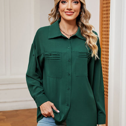 Women Button Down Shirts with Pockets Long Sleeve Blouses Casual Tops Shirts