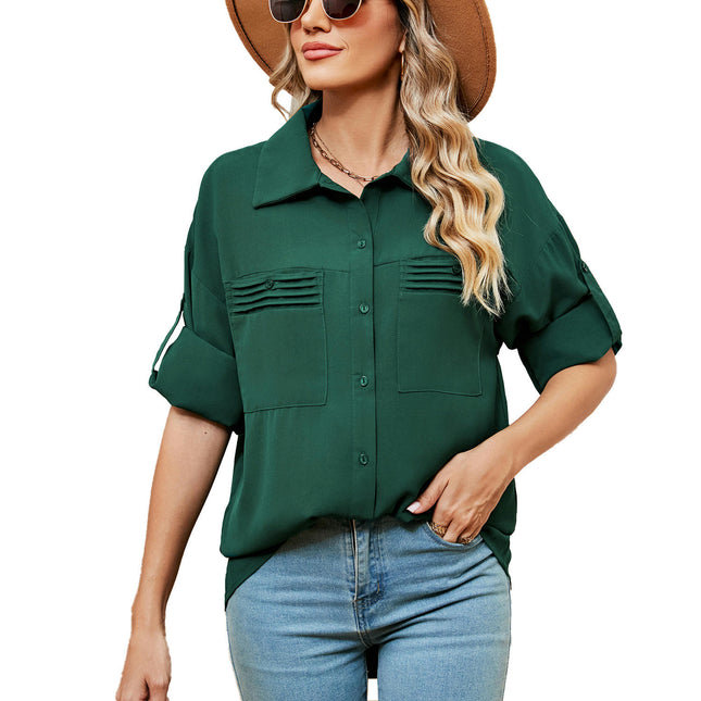 Women Button Down Shirts with Pockets Long Sleeve Blouses Casual Tops Shirts