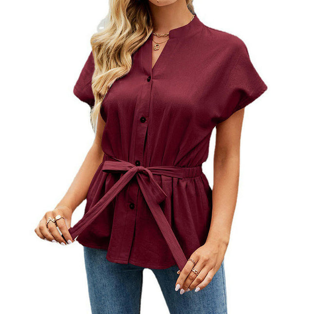 Women's Button Down Blouses Casual Peplum Summer Tops Blouse