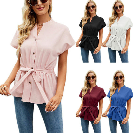 Women's Button Down Blouses Casual Peplum Summer Tops Blouse