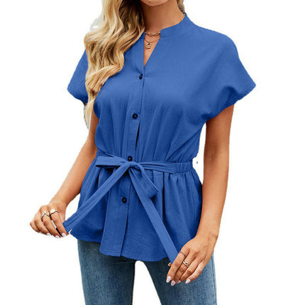 Women's Button Down Blouses Casual Peplum Summer Tops Blouse