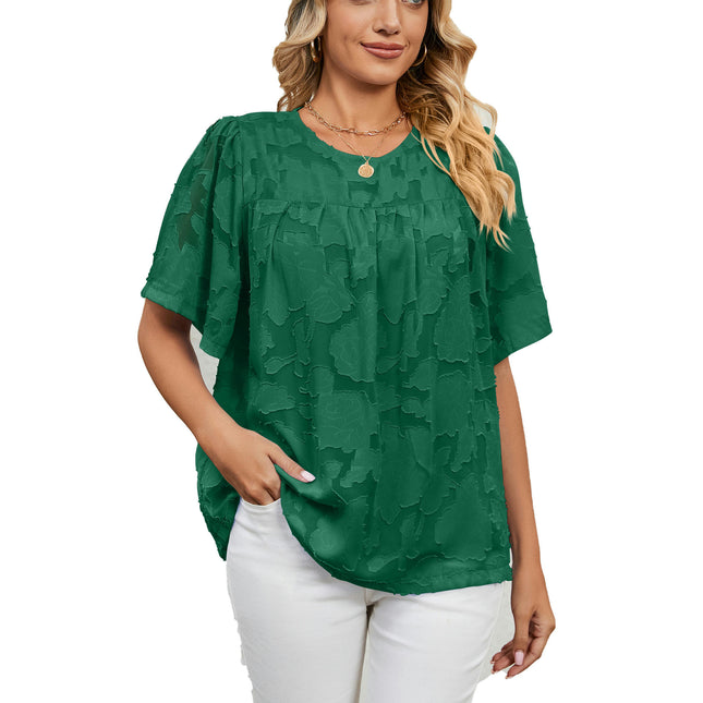 Women's Bell Sleeve Blouse Summer Crewneck Lace Tops Shirts