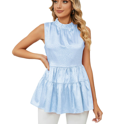 Women's Sleeveless Ruffle Babydoll Tank Tops Casual Loose Flowy Shirt