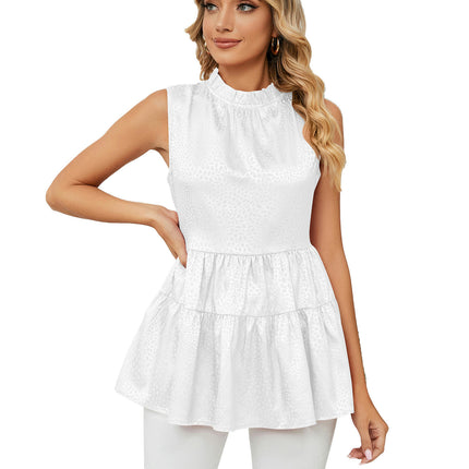 Women's Sleeveless Ruffle Babydoll Tank Tops Casual Loose Flowy Shirt