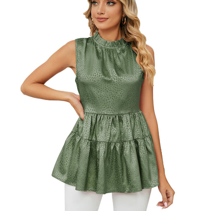 Women's Sleeveless Ruffle Babydoll Tank Tops Casual Loose Flowy Shirt