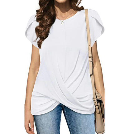 Women's Tops Short Sleeve Twist Knotted T Shirts Summer Blouse Tunic Tops