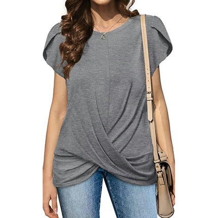 Women's Tops Short Sleeve Twist Knotted T Shirts Summer Blouse Tunic Tops