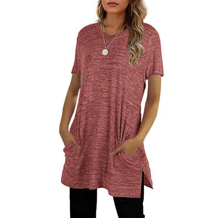 Women's Summer Casual Shirts Short Sleeve Tunic Tops with Pockets