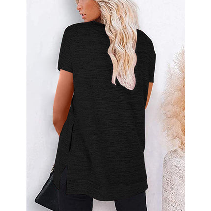 Women's Summer Casual Shirts Short Sleeve Tunic Tops with Pockets