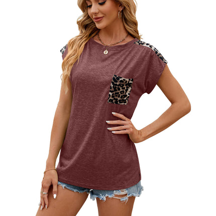 T Shirt for Women Short Sleeve Shirts Pocket Round Neck Tunic Tops