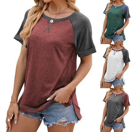 Women's Short Sleeve Crewneck Shirts Loose Casual T-Shirt Top