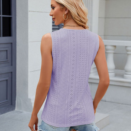 Women's Tank Tops Sleeveless Lace V Neck Summer Eyelet Shirts