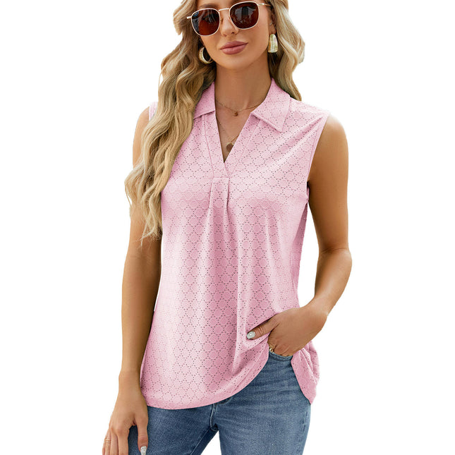 Sleeveless Tops for Women - Summer V Neck Casual Tank Tops Loose Collar Shirts