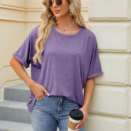 Women Summer T-Shirt Casual Short Sleeve Loose Crew Neck Tee Tops