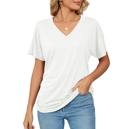 Women's Tops V Neck Tee Casual Short Sleeve Loose T Shirts