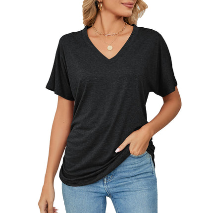 Women's Tops V Neck Tee Casual Short Sleeve Loose T Shirts