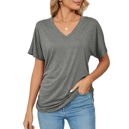 Women's Tops V Neck Tee Casual Short Sleeve Loose T Shirts