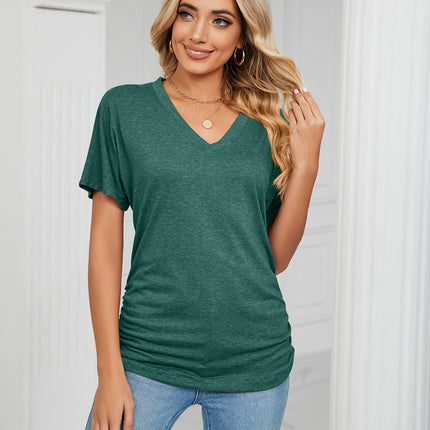 Women's Tops V Neck Tee Casual Short Sleeve Loose T Shirts