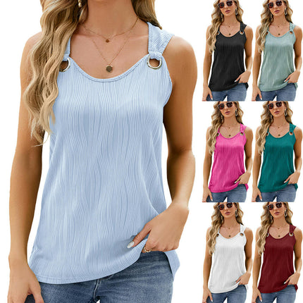 Women's Summer Scoop Neck Tank Tops Sleeveless Shirts Loose Casual Basic Vest