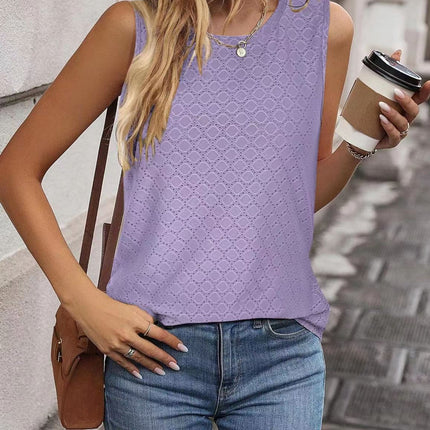 Women's Short Sleeve Round Neck Shirts Sleeveless Casual Tank Tops