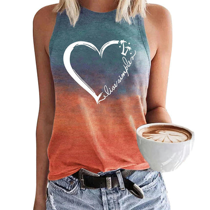 Women's Tank Tops Summer Sleeveless Loose Fit Crew Neck Graphic T-Shirt