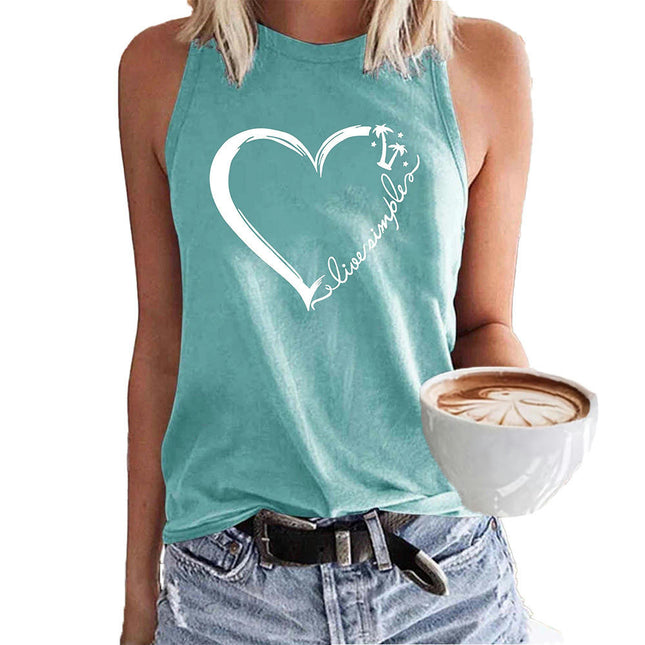 Women's Tank Tops Summer Sleeveless Loose Fit Crew Neck Graphic T-Shirt