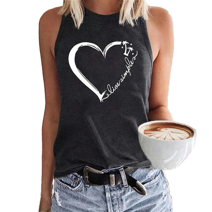 Women's Tank Tops Summer Sleeveless Loose Fit Crew Neck Graphic T-Shirt