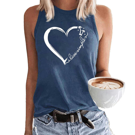 Women's Tank Tops Summer Sleeveless Loose Fit Crew Neck Graphic T-Shirt