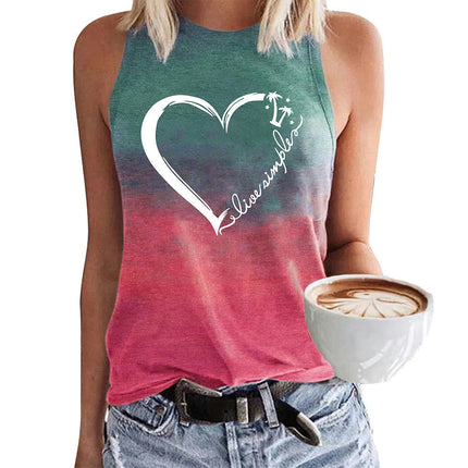 Women's Tank Tops Summer Sleeveless Loose Fit Crew Neck Graphic T-Shirt