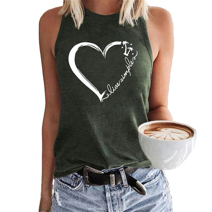 Women's Tank Tops Summer Sleeveless Loose Fit Crew Neck Graphic T-Shirt