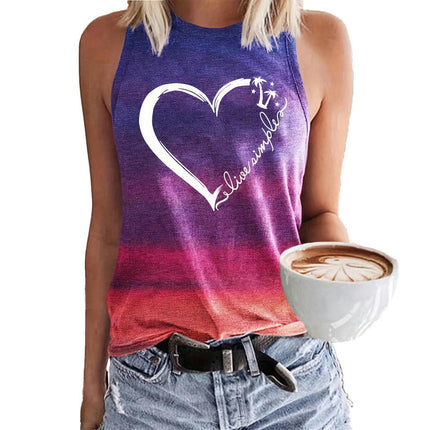 Women's Tank Tops Summer Sleeveless Loose Fit Crew Neck Graphic T-Shirt