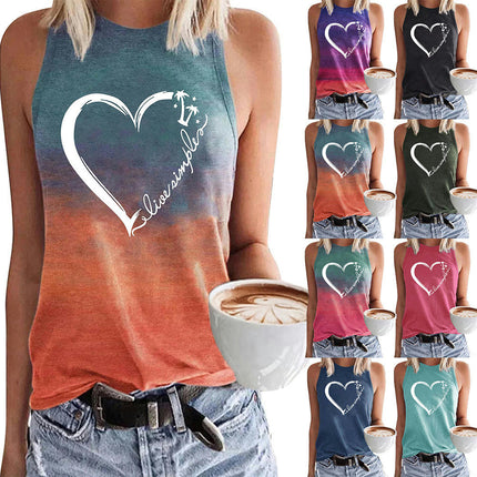 Women's Tank Tops Summer Sleeveless Loose Fit Crew Neck Graphic T-Shirt