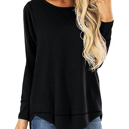 Women's Crewneck Pullovers Long Sleeve Casual Tunic Tops