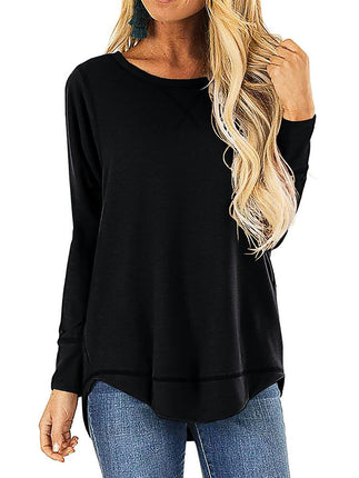 Women's Crewneck Pullovers Long Sleeve Casual Tunic Tops