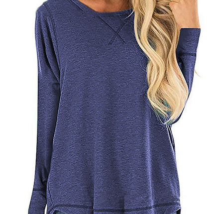 Women's Crewneck Pullovers Long Sleeve Casual Tunic Tops