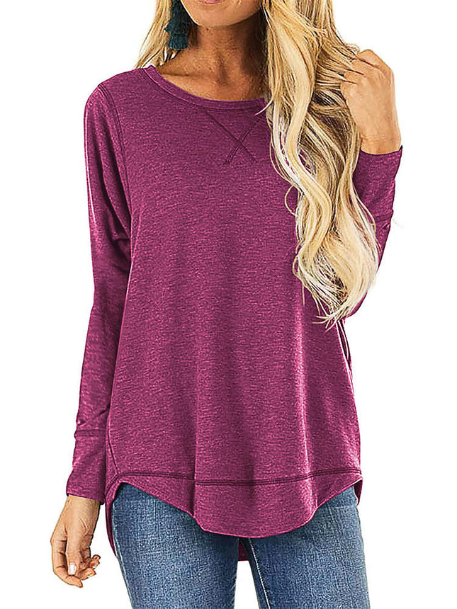 Women's Crewneck Pullovers Long Sleeve Casual Tunic Tops