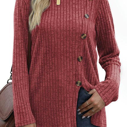 Women's Casual Long Sleeve Round Neck Loose Tunic T Shirt Tops