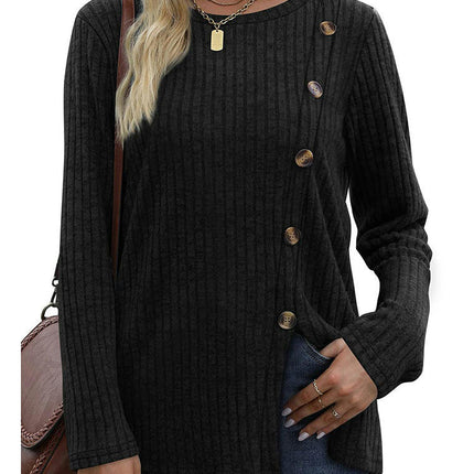 Women's Casual Long Sleeve Round Neck Loose Tunic T Shirt Tops